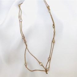 1 metre Tiffany Zincir Model Zirkon Taşlı Gümüş Kolye