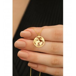 925 Ayar Dünya Haritası Model Gümüş Hediyelik Kolye