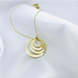 925 Ayar Gümüş Dörtlü Halka İsim Kolye