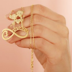 925 Ayar Gümüş Isimli Tarihli Sonsuzluk Mutlu Çift Kolye