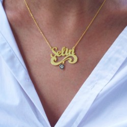 925 Ayar Gümüş Nazarlı Selin Yazılı Isimli Kolye