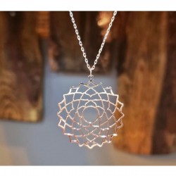 925 Ayar Gümüş Taç Çakra Tasarım Rose Kolye