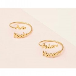 925 Ayar Gümüş Üzerine Altın Kaplama Ikili Isim Yüzük