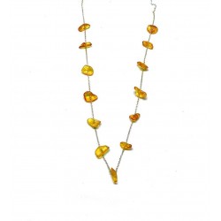 925 Ayar Gümüş Zincir Bayan Kehribar Hediyelik Kolye