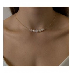 925 Ayar Gümüş Zincir Sıra Küre İnci Model Hediyelik Kadın Kolye