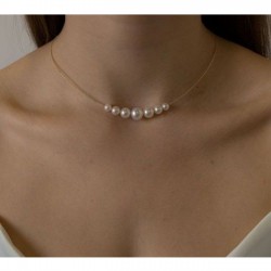 925 Ayar Gümüş Zincir Sıra Küre İnci Model Hediyelik Kadın Kolye