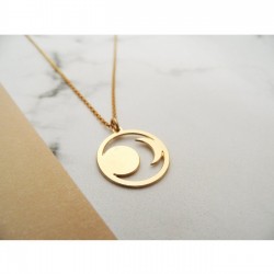 925 Ayar Güneş ve Ay Tasarım Model Gümüş Hediyelik Kolye