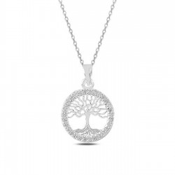 925 Ayar Hayat Ağacı Tasarım Gümüş Kadın Kolye