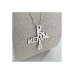 925 Ayar Iki Isimli Gümüş Kolye