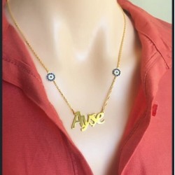 925 Ayar iki Nazarlı Gümüş Hediyelik Kadın Kolye