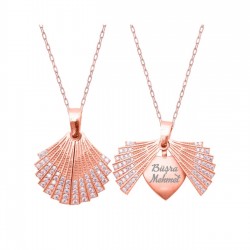 925 Ayar İsimli Açılır İstiridye Gümüş Kadın Kolye