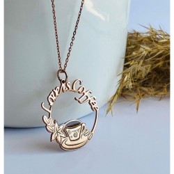 925 Ayar Kahve Aşkı Gümüş Hediyelik Kolye