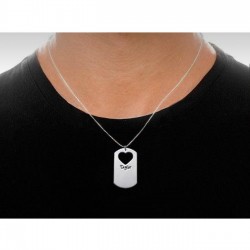 925 Ayar Kalp Detaylı Gümüş Erkek İsim Kolye Özel Gün Hediyesi