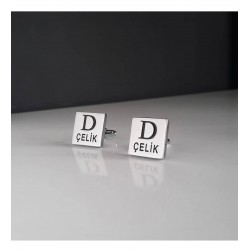 925 Ayar Kişiye Özel Harf ve İsimli Hediyelik Erkek Kol Düğmesi