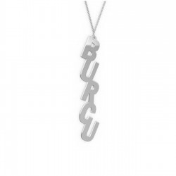 925 Ayar Kişiye Özel İsimli Dikey Sallanır Gümüş Kadın Kolye