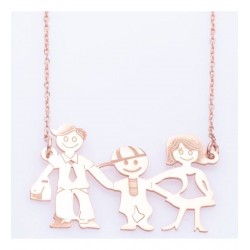 925 Ayar Kişiye Özel İsimli Rose Özel Tasarım Aile Kolye