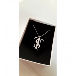 925 Ayar Kişiye Özel Tasarım İki Harfli Gümüş Kolye Özel Gün Hediyesi