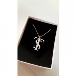 925 Ayar Kişiye Özel Tasarım İki Harfli Gümüş Kolye Özel Gün Hediyesi