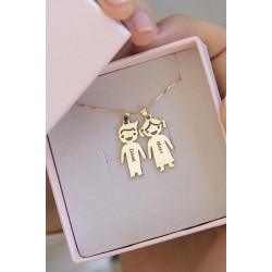 925 Ayar Kız Erkek Model İsimli Gümüş Hediyelik Kolye