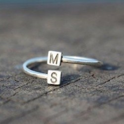925 Ayar MS İkili Harf Model Gümüş Kadın Yüzük 