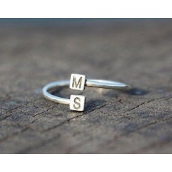 925 Ayar MS İkili Harf Model Gümüş Kadın Yüzük 