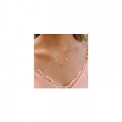 925 Ayar Nazar Detaylı İkili Harf Gümüş Kadın Kolye