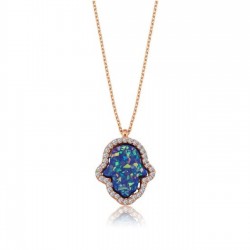 925 Ayar Opal Taş Fatma Ana Kolye