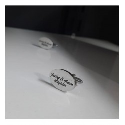 925 Ayar Oval Plaka Kişiye Özel İsimli Erkek Hediyelik Kol Düğmesi Özel Gün Hediyesi