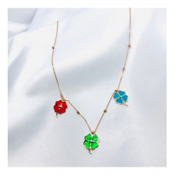 925 Ayar Renkli Taşlı Yonca Kolye