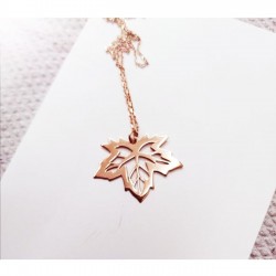 925 Ayar Rose Çınar Yaprağı Gümüş Kolye Özel Gün Hediyesi