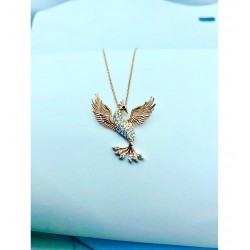 925 Ayar Rose Gold Anka Kuşu Kadın Kolye Özel Gün Hediyesi