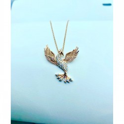 925 Ayar Rose Gold Anka Kuşu Kadın Kolye Özel Gün Hediyesi