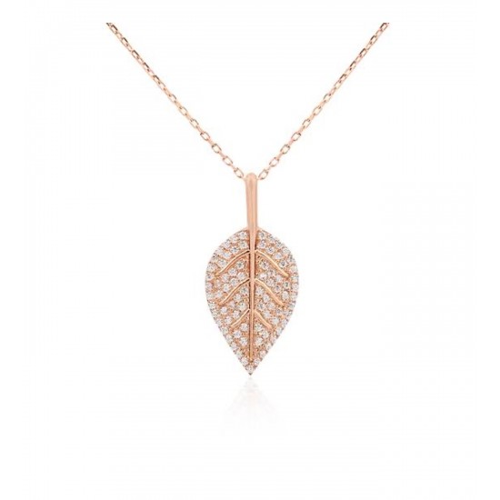 925 Ayar Taşlı Rose Yaprak Gümüş Kadın Kolye 925 Ayar Taşlı Rose Yaprak Gümüş Kadın Kolye