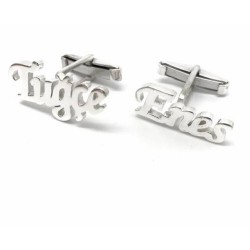 925 Ayar Tuğçe İsim Yazılı Gümüş Hediyelik Kol Düğmesi