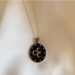 925 Ayar Üç Hilal Gümüş Tasarım Unisex Kolye