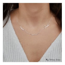 925 Ayar Üçlü Arapça İsim Gümüş Kolye Özel Gün Hediyesi