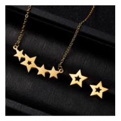 925 Ayar Yıldız Model Kolye Küpe Kadın Hediyelik Gold Set 925 Ayar Yıldız Model Kolye Küpe Kadın Hediyelik Gold Set