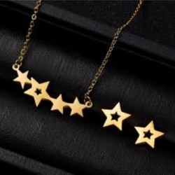925 Ayar Yıldız Model Kolye Küpe Kadın Hediyelik Gold Set