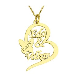 Grandhanra Kalpli Kelebek İsim Gümüş Kolye