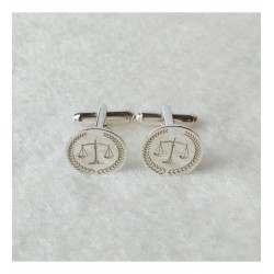 Adalet Terazisi Özel Tasarım 925 Ayar Gümüş Erkek Kol Düğmesi