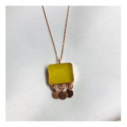 Akik Taş Üzeri Besmele İşleme Tasarım Gümüş Kolye