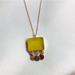 Akik Taş Üzeri Besmele İşleme Tasarım Gümüş Kolye