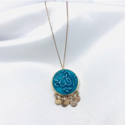 Allah Yazılı Seramik Gümüş Kolye