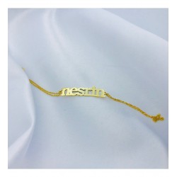 Altın Kaplama 925 Ayar Gümüş İsim Hediyelik Kadın Bileklik