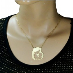 Anne Bebek Tasvirli Gümüş Isim Kolye