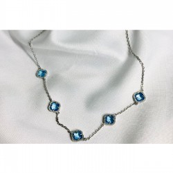 Aquamarine Taş Gümüş Kolye Özel Gün Hediyesi