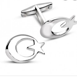 Ay Yıldız 925 Ayar Gümüş Hediyelik Kol Düğmesi