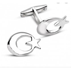 Ay Yıldız 925 Ayar Gümüş Hediyelik Kol Düğmesi