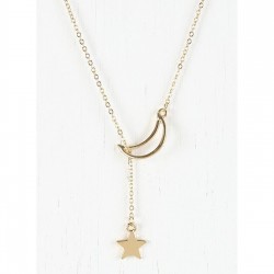 Ay Yıldız Model 925 Ayar Sallantılı Gold Kadın Gümüş Kolye