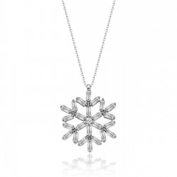 Baget Taşlı Kar Tanesi Kolye